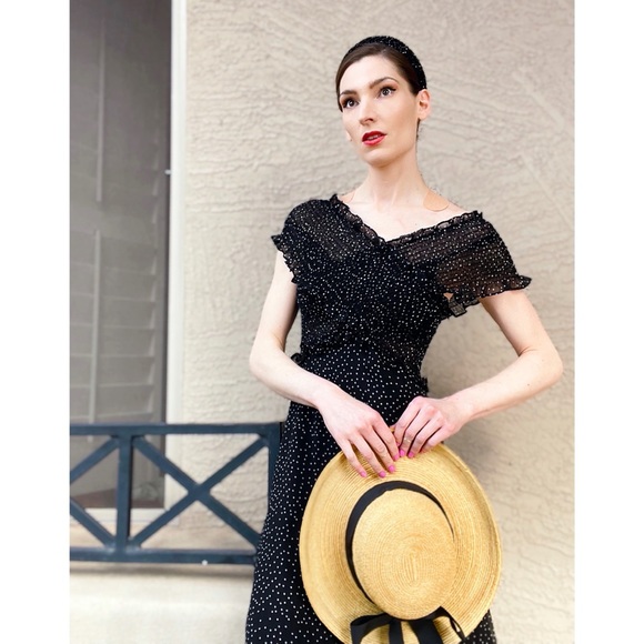 LUCY PARIS Polka Dot Off Shoulder Dorothy Dress - Picture 3 of 16